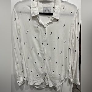 Rails white button down with black lightning bolts medium